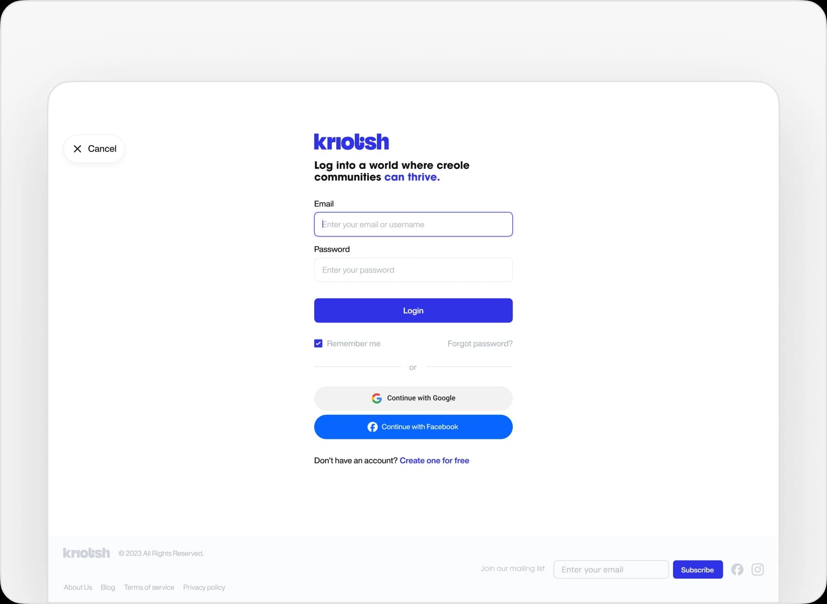 Redesigned Kriolish platform, screen 5 of 6