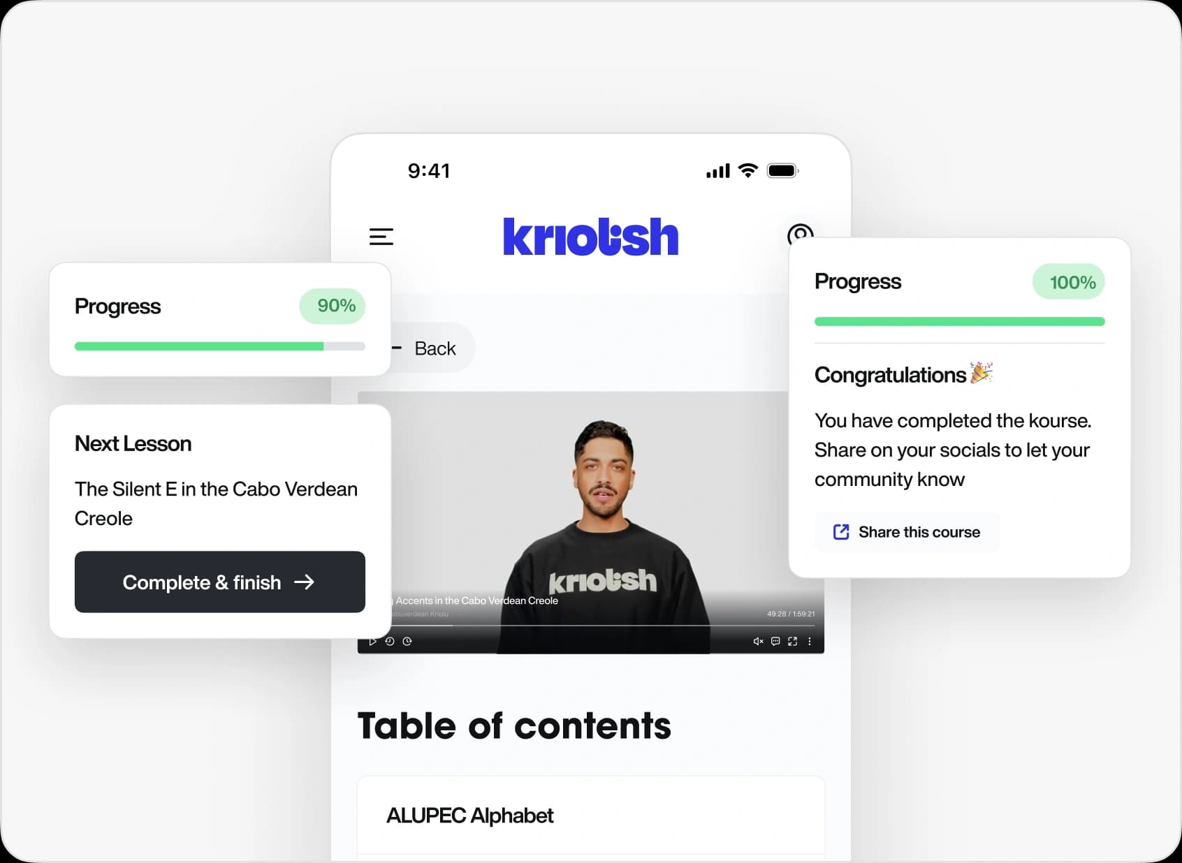 Kriolish Courses, screen 4 of 4