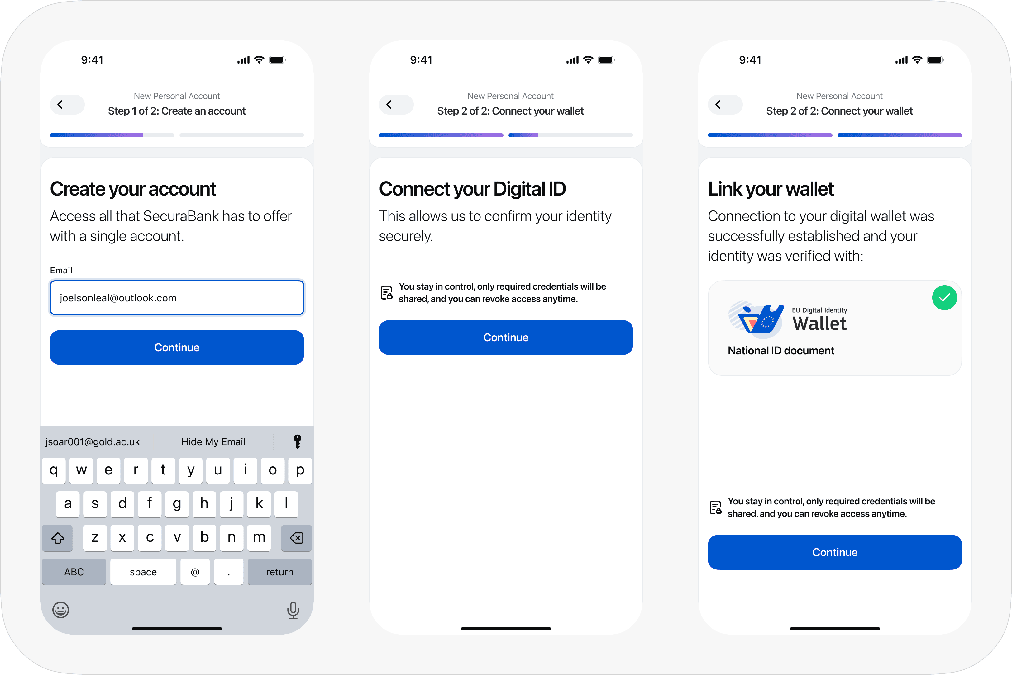 Screens with always-visible step progress indicators